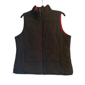 GUC Merona Women's Reversible Puffy Vest Black/Red Full Zip Size XL